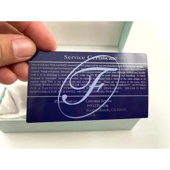 Fondini Watch Silver Blue Face Quartz Womens Original Box Swiss Driven Movement - Picture 8 of 11